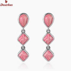 Perfect design trendy classic <b>earrings</b> 925 sterling <b>silver</b> rhodochrosite natural gemstone <b>drop</b> <b>earrings</b> for wedding anniversary - Product Image 2