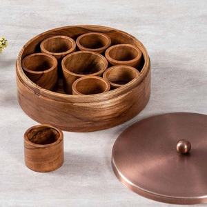 Hot Sale Multipurpose Wooden Handcrafted Round Storage <b>Box</b> for Spices <b>Herbs</b> Tea Coffee and Dry Ingredients Available For Sale - Product Image 6