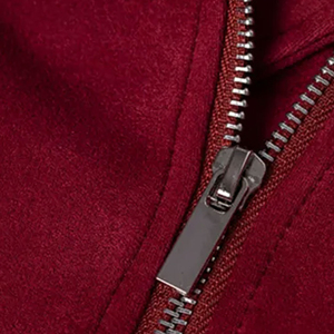 Veste moto en cuir véritable pour femme, manches longues, fermeture éclair, couleur unie, style automne, en cuir de vache - Product Image 3