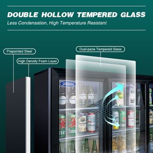 Refrigerador Comercial ORIKOOL de 53 Pulgadas para Bebidas, Enfriador de Barra Trasera con 3 Puertas de Vidrio para 480 Latas de Vino y Cerveza, Capacidad de 11.3 Pies Cúbicos - Product Image 5