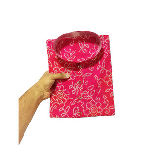 FASHIONABLE SOFT SILK BANDHANI PRINTED <b>MEN'S</b> <b>KURTA</b> WITH PAYJAMA PINK - Product Image 1