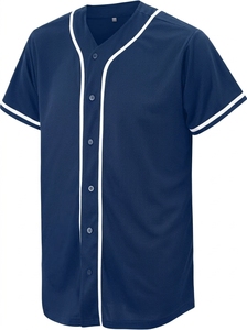 T-shirt de baseball à col en V imprimé respirant 100% polyester 180 grammes, personnalisable, manches courtes, broderie de logo d'équipe personnalisée - Product Image 2