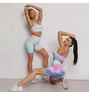 Ensembles de fitness pour femmes en promotion : Ensembles de yoga 2 pièces taille haute dos nageur, respirants, à séchage rapide, avec logo frontal - Product Image 5