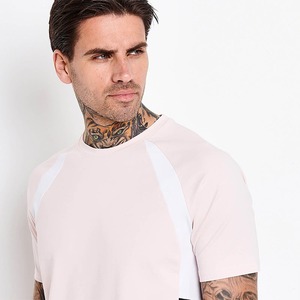 Ensemble T-shirt et short pour homme, rose clair, col rond, couleur unie, séchage rapide, sportif, décontracté, été, coupe classique, manches courtes - Product Image 6