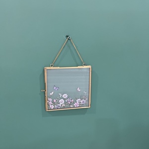 Square Metal <b>Mirror</b> <b>Frame</b> With Floral And Butterfly Design Lightweight Decorative Wall Hanging - Product Image 3