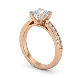 Bague en or rose 14 carats avec diamant solitaire rond de 2,00 carats et pierres latérales, certifiée IGI, cultivée en laboratoire, style tendance pour femme - Product Image 4