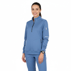 Chaqueta Médica Unisex Personalizada con Múltiples Bolsillos, Cierre de Cremallera, Uniforme de Enfermera, Mangas con Ribetes Acanalados - Product Image 1