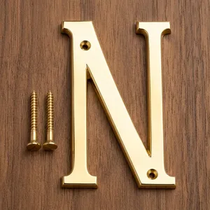Letra N con tornillos, letra dorada del alfabeto para el hogar, oficina, hotel, placa con nombre, letrero de pared, letrero para puerta, decoración metálica resistente al óxido - Product Image 6
