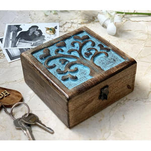 Affordable Handmade Wooden <b>Memory</b> <b>Box</b> for Wedding Keepsakes, Jewelry, Gifts and Special Treasures with Decorative Carved Finish - Product Image 3