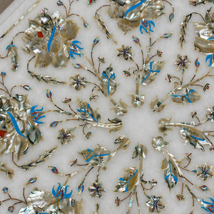 Table basse de luxe en marbre blanc incrusté, faite à la main, pierre précieuse Pietra Dura, écologique, Art Déco, pour bureau, Diwali, anniversaire, adieu - Product Image 2