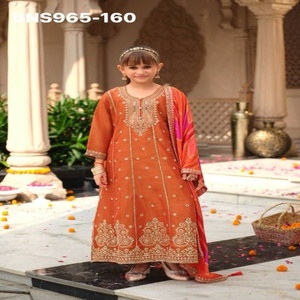 Conjunto de Kurti Largo Redondo para Niños de Alta Calidad con Bordado y Dupatta Estampada y Bordada, para Uso Ocasional, Proveedor Indio - Product Image 1