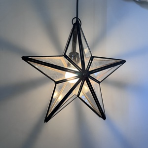 Modern <b>Star</b> Shape Glass Pendant Light Black Metal Hanging Ceiling Lamp Decorative Indoor Lighting Fixture for Home Hotel Cafe Re - Product Image 5