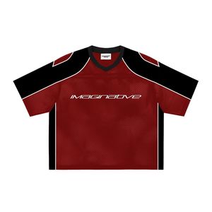 เสื้อยืดกีฬาผ้าโพลีเอสเตอร์ตาข่ายสไตล์วินเทจ พิมพ์ลายแบบซับลิเมชั่น สกรีนโลโก้ตามสั่ง สตรีทแวร์ ตามความต้องการของลูกค้า - Product Image 1