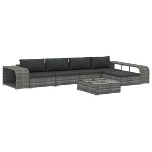 Ensemble de salon de patio gris en rotin poly 8 pièces avec coussins mobilier d'extérieur - Product Image 2