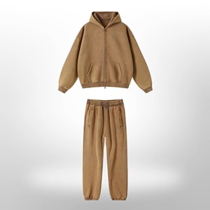 Conjunto Deportivo de Felpa con Logotipo Personalizado, Lavado Ácido, 100% Algodón, Pantalones Deportivos Anchos y Sudadera con Capucha para Hombre, Ropa Deportiva Urbana - Product Image 5