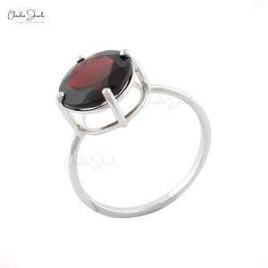 Authentic Mozambique <b>Garnet</b> 9x11mm Round Faceted Cut Solitaire <b>Ring</b> in 925 Sterling <b>Silver</b> Wedding Engagement <b>Ring</b> - Product Image 4