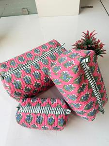 Travel-Friendly Eco-Friendly Cotton Toiletry Bag Large Medium Zipper <b>Cases</b> for Organizer Hand Quilted Cotton Vintage <b>Makeup</b> Bag - Product Image 5