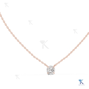 Lab Grown Diamond Solitaire Station Necklace 14K/18K <b>Solid</b> <b>Gold</b> Dainty Minimalist Flat Back <b>Pendant</b> Wedding Anniversary Everyday - Product Image 3