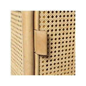 Table de Chevet Convertible en Rotin de Haute Qualité, Meuble de Rangement Minimaliste en Pin Naturel avec Porte Tressée pour Salon - Product Image 3