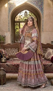 Vestido de novia afgano con bordado elaborado, color rosa empolvado, vestido largo con dupatta a juego, vestido de manga larga, conjunto de vestidos casuales para mujer - Product Image 6