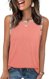 Camisetas sin mangas para mujer, de jersey liso, anti-bolitas, cuello casual, estilo boho, con bloques de color, sin mangas, ropa de verano para playa y vacaciones, con bajo curvo - Product Image 3