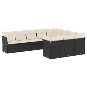 Ensemble de canapés de jardin noir et blanc crème - Product Image 2