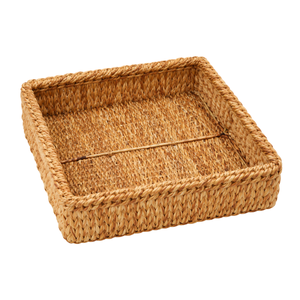 Cesta de Almacenamiento Cuadrada Ecológica Tejida a Mano con Jacinto de Agua y Pasto Marino, Organizador de Mesa de Perfil Bajo - Product Image 2
