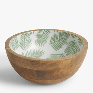 Bol de service en bois émaillé imprimé fait main pour la cuisine et la salle à manger – Bol décoratif durable pour salades, collations et fruits pour les fêtes - Product Image 1