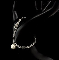 Bracelet à breloques en perles, couleur argent, bijoux vintage, cadeau pour femmes, bracelet de fête et de mariage