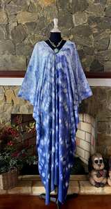 ชุดเดรสคาฟทันสีครามสไตล์ญี่ปุ่น ไซส์เดียว ผ้ามัดย้อมสไตล์โบฮีเมียน ชุดคลุมชายหาดทรงพลิ้ว ชุดเดรสยาวใส่สบายสำหรับฤดูร้อน - Product Image 5