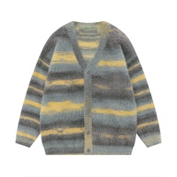 Cardigan d'hiver pour homme 2025 personnalisé avec broderie, en laine/acrylique tricoté, manches évasées, col en V, fermeture boutonnée recouverte, anti-rétrécissement