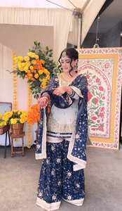 Ensemble Sharara Palazzo en Faux Georgette Lourd avec Dupatta, Broderie de Paillettes 5mm, Tenue de Soirée Ethnique, Tailles M L XL XXL - Product Image 4