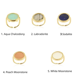 Natural Gemstone Moonstone Labradorite Chalcedony Sodalite <b>Statement</b> <b>Rings</b> 18k Gold Plated Brass Handmade Women Fashion Jewelry - Product Image 1