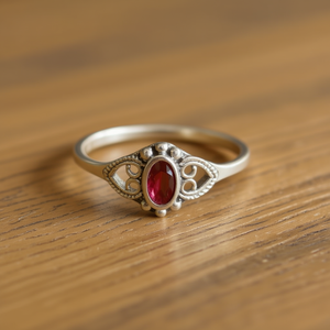 Dainty <b>Garnet</b> <b>Silver</b> Fine <b>Ring</b> 1.8 Grams - Product Image 3