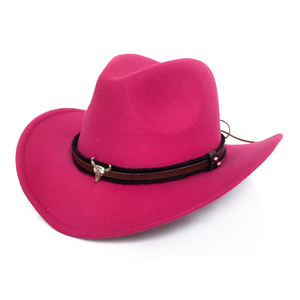 Sombreros de Vaquero Occidentales Negros Personalizados de Color Sólido de Alta Calidad, Sombrero de Vaquero de Fieltro - Product Image 3