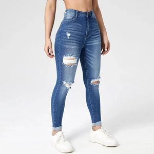 Pantalones Vaqueros Ajustados de Cintura Alta para Mujer, Casuales, Elásticos, de Color Sólido, Rectos, para Verano, Servicio OEM Disponible - Product Image 6