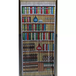 Eco Friendly Handmade Bamboo Beaded Curtain Custom Pattern Design Room Divider Bohemian Style Blackout Durable for Home Interior - Product Image 1