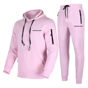 Conjunto de Sudadera con Capucha Rosa y Pantalones Deportivos para Hombre y Mujer, Chándal Informal de Invierno, Conjunto de Dos Piezas - Product Image 1