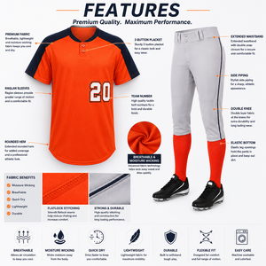 Ensemble d'uniformes de baseball personnalisés 100 % polyester, imprimé par sublimation, taille élastique, motif 3D, logo personnalisé sur le devant, séchage rapide, respirant - Product Image 4