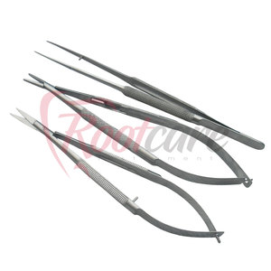 Ensemble de 3 instruments chirurgicaux de précision Castroviejo : Porte-aiguilles micro, Ciseaux et Pince - Product Image 5