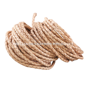Premium 3mm Natural Bolo <b>Braided</b> Leather <b>Cord</b> for Jewelry Wholesale Round <b>Braided</b> Leather <b>Cord</b> Bulk - Product Image 2