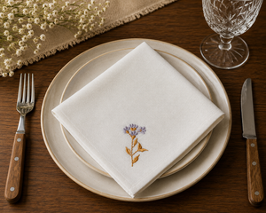 Embroidered <b>Cloth</b> Napkin Square Dinner Napkin Floral <b>Linen</b> <b>Table</b> Decor for Wedding Dining Party - Product Image 5