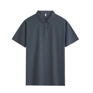 Polo à manches courtes pour homme, noir, en coton Oxford, style décontracté, boutonné, couleur unie, coupe classique, tissu tissé - Product Image 6