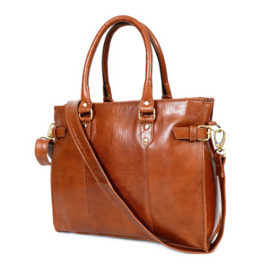 Large Brown <b>Leather</b> Tote, Spacious Laptop, Travel & Work <b>Bag</b> - Product Image 4