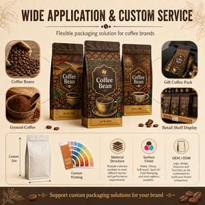 Sacchetti per Caffè Personalizzati con Valvola, Riutilizzabili, Termosaldati, con Cerniera Laterale e Fondo Piatto - Product Image 6
