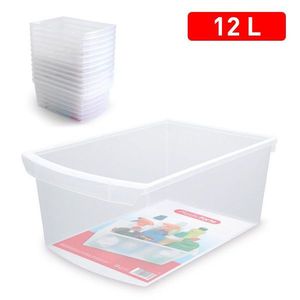 Scatola portaoggetti in plastica da 12 litri trasparente impilabile per l'organizzazione di casa e ufficio - Product Image 1