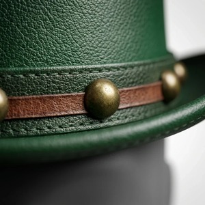 Sombrero de Copa de Cuero Estilo Vintage para Hombre y Mujer, Elegante Sombrero de Corona Alta para Fiestas y Eventos Temáticos - Product Image 3