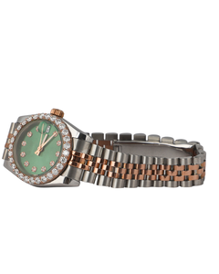 Simple High End Fine Work Diamond Watch for Professional Wear Full Diamond Quartz Watch in Green Dial from Indian Supplier - Product Image 2