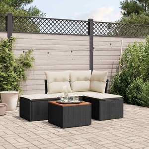 Ensemble de canapé de jardin modulaire en rotin PE noir 5 pièces, meubles de jardin pour la vie en plein air - Product Image 1