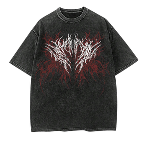Vintage Washed Graphic <b>T</b>-<b>Shirt</b> Short Sleeve Crew Neck Wing Print Streetwear Casual Wholesale Bulk Apparel 280 Grams Loose 6XL - Product Image 1